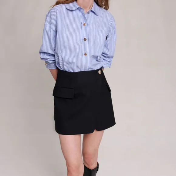 MAJE Asymmetric Wool Wrap Skirt, NWT. Sz L - Picture 3 of 6